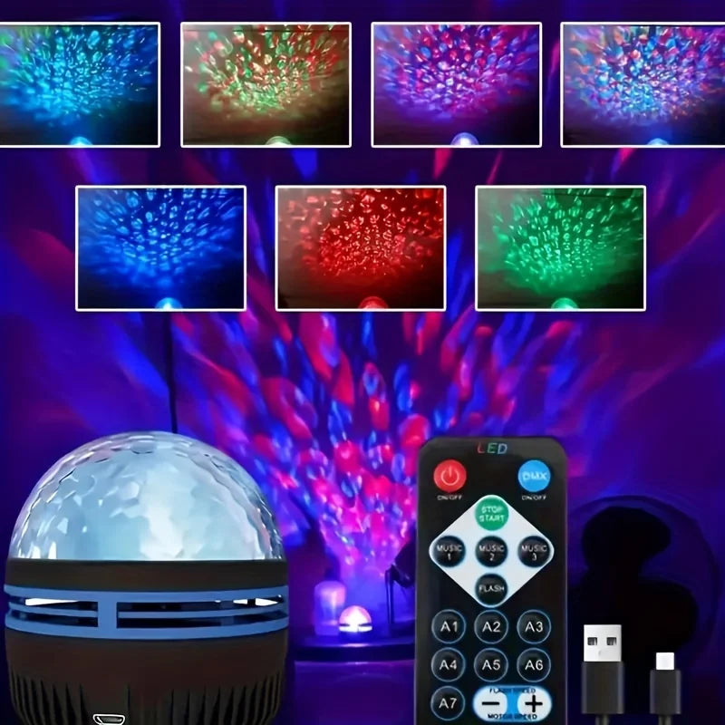 LED Starry Sky Light RGB Galaxy Projector Atmosphere Projection Lamp Christmas Halloween Remote Control 7 Color Home Auto Rotate