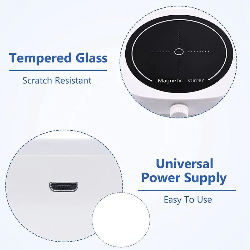 Magnetic Stirrer Mini Lab Stir Mixer Portable Stirrer Plate with Stir Bar 2L 4000RPM for Laboratory (EU/US/UK Plug )