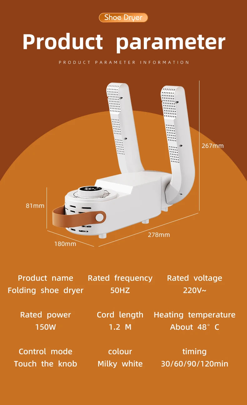 Q1 Intelligent Timer Shoe Dryer  Adjustable Dryer Quick Drying Deodorizing Sterilizing Shoe Dryer Household Shoe Warmer Heater