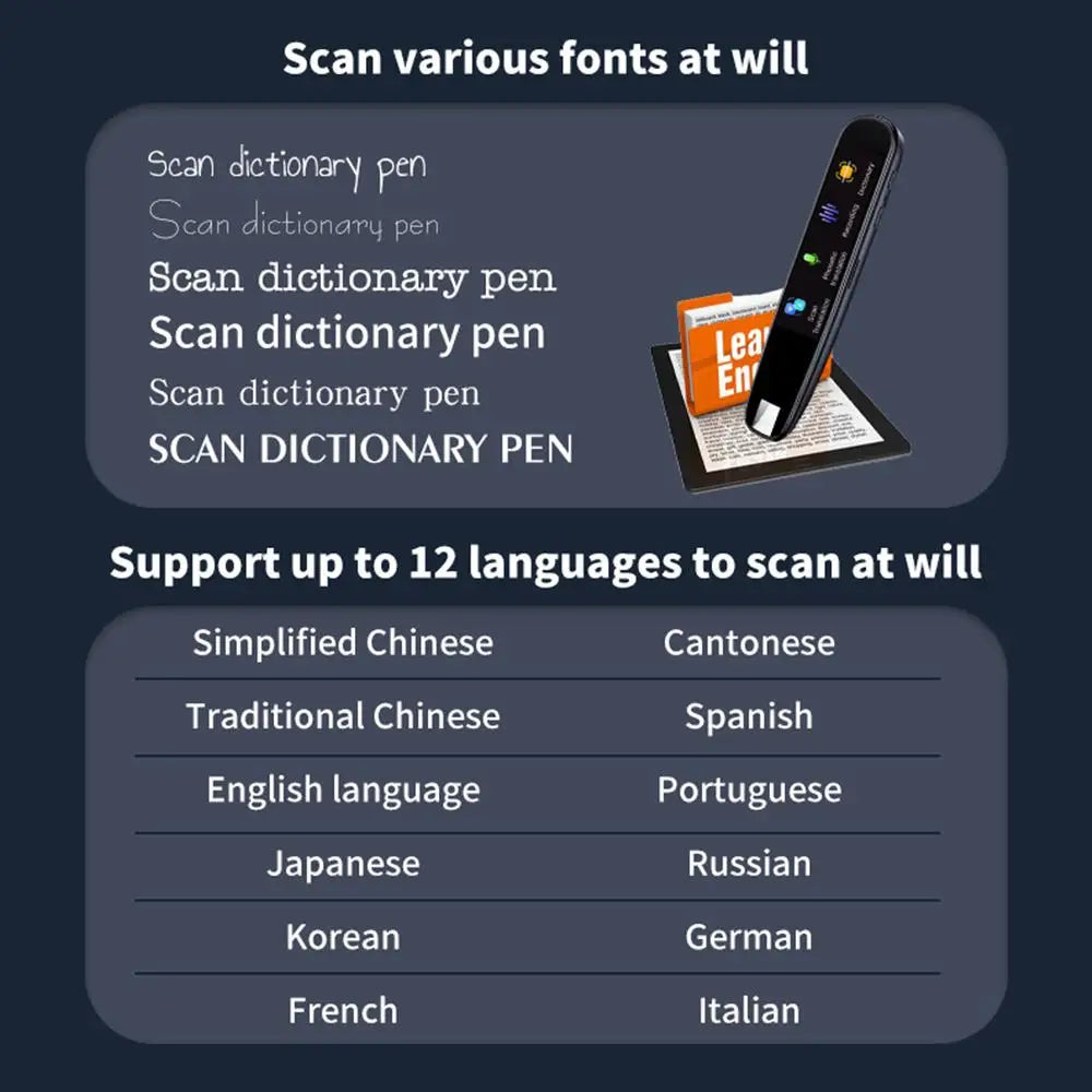 Offline Translation Pen For Teacher Student Dictionary English Intelligent Scanning Point Reading 123 Languages Translator Pen