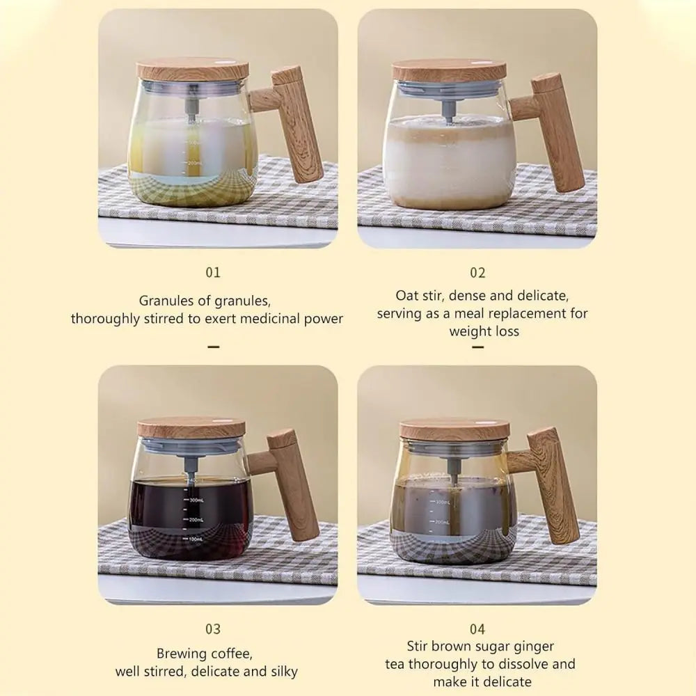 Electric Mixing Cups for Drinks Self Stirring Coffee Cup Portable Glass Mug Automatic Mix Cup for Juice Milk Milk Tea Soy Milk